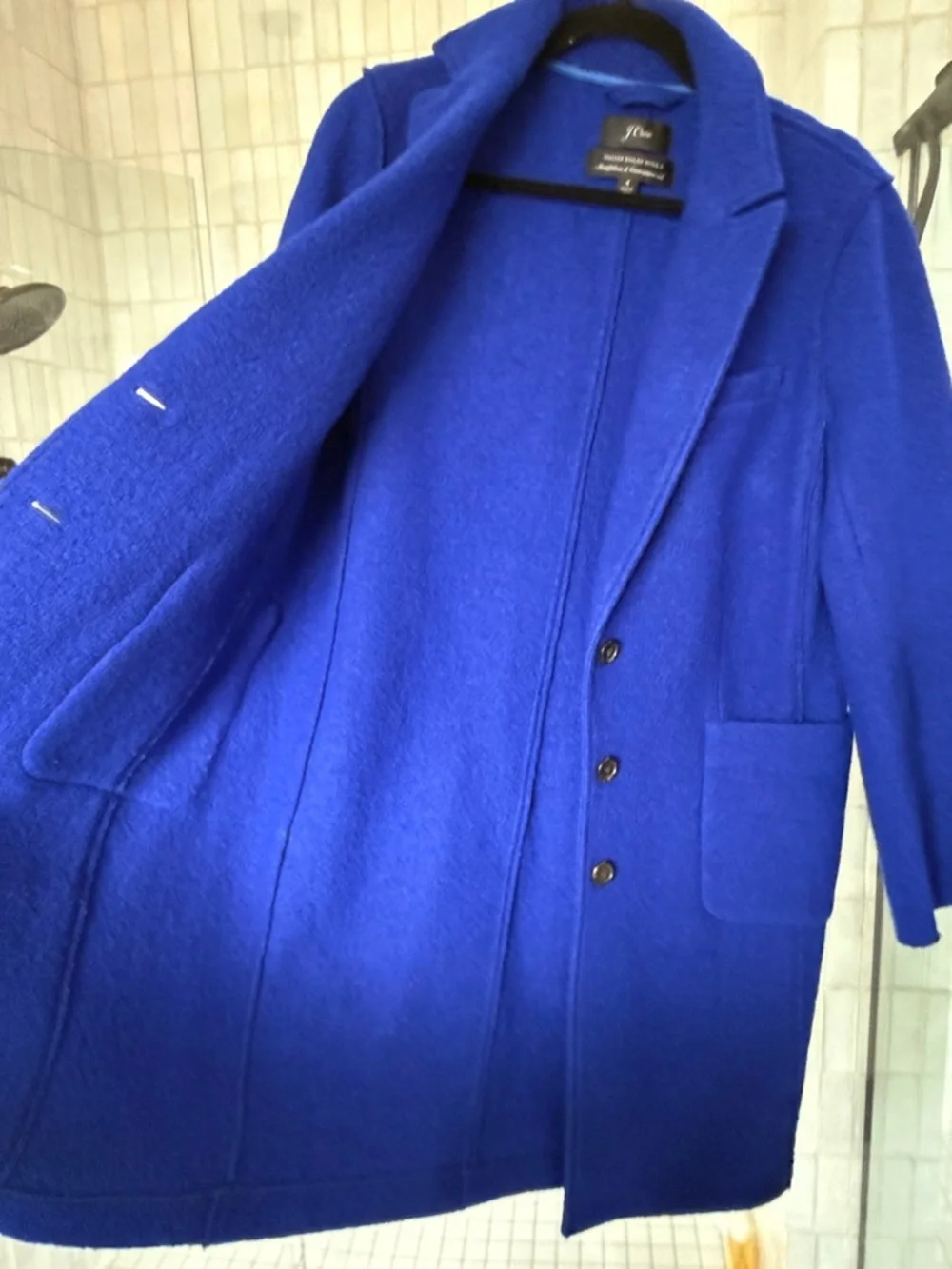 J. Crew Women’s Wool Royal Blue Overcoat - Picture 6 of 7